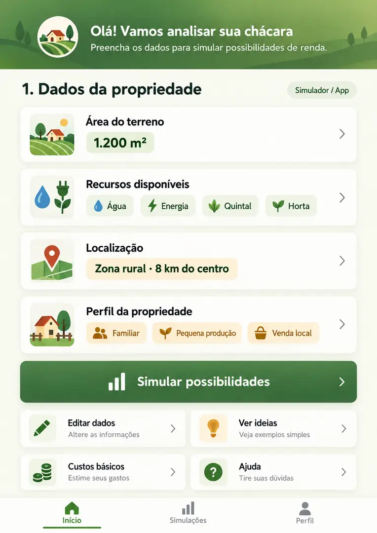 Simulador de Lucro para Pequenas Chácaras — Produção, Custos e Rentabilidade — imagem 1